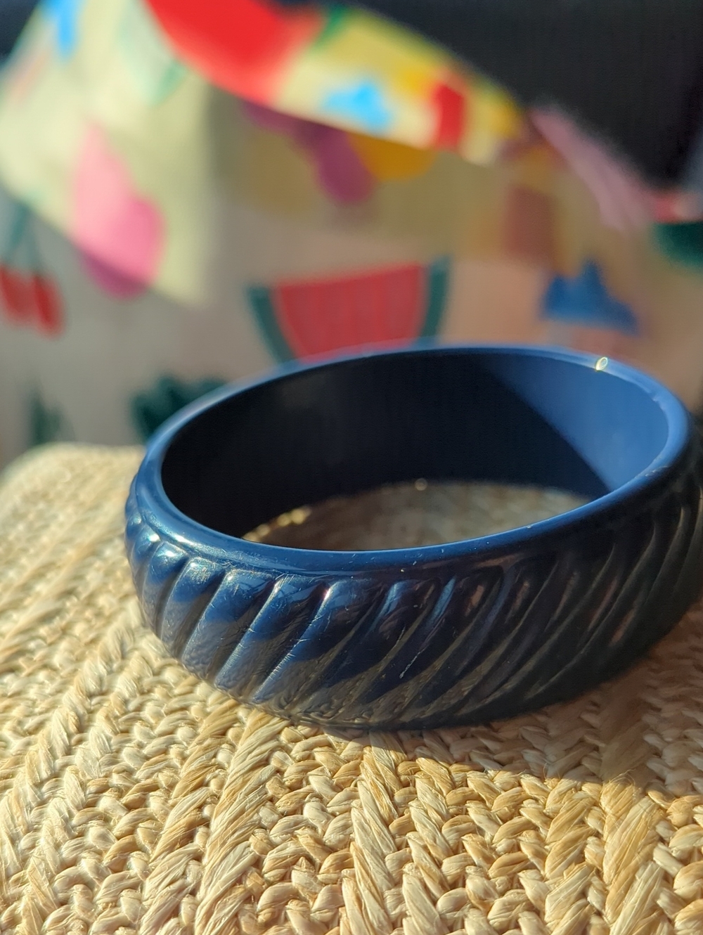 Classic Navy Lucite Twisted Navy Bangle Bracelet -